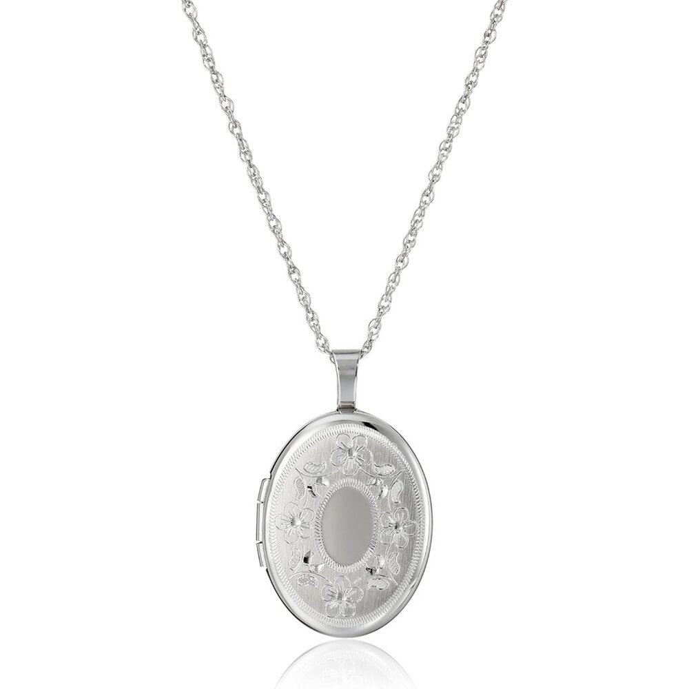 Oval Hand Engraved Locket Necklace, 18"